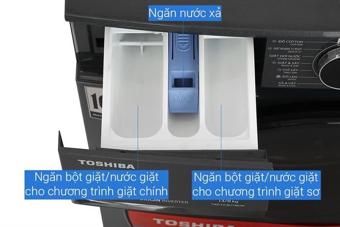 Máy giặt sấy Toshiba Inverter giặt 13 kg - sấy 8 kg TWD-T21BU140UWV(MG)